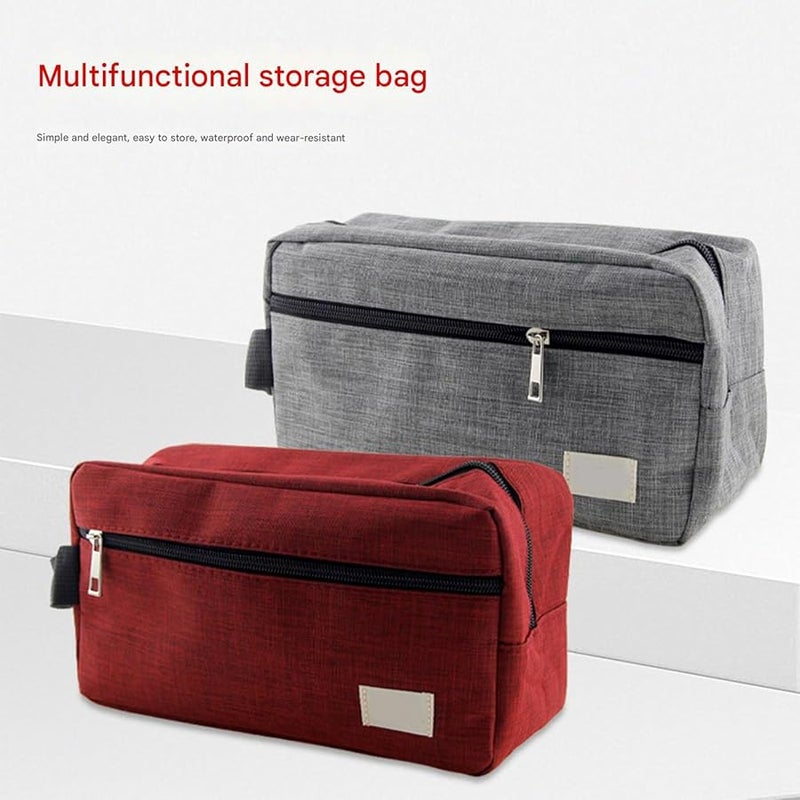 Red Oxford Makeup Bag Ergonomic Travel Cosmetic Pouch Portable Toiletry Bag - Image 2